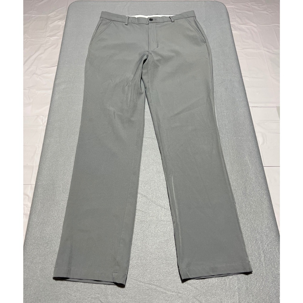 Greg Norman Mens Gray Performance Golf Pants 32x32 Stretch Straight Leg Trousers
